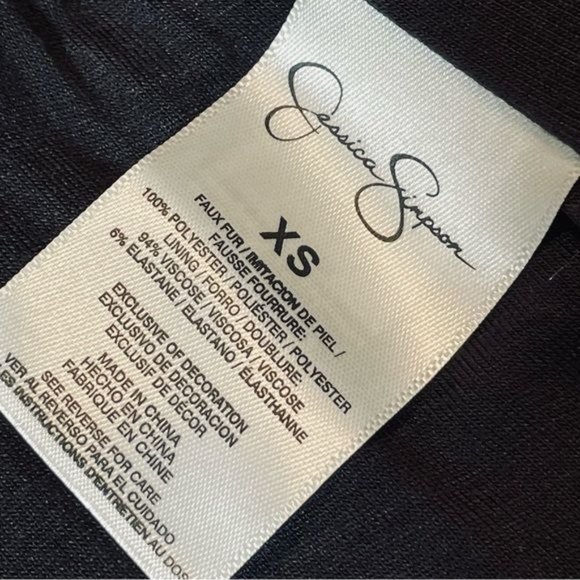 Jessica Simpson Kassidy Embellished Faux-Shearling Black Studded Jacket XS - Picture 7 of 15